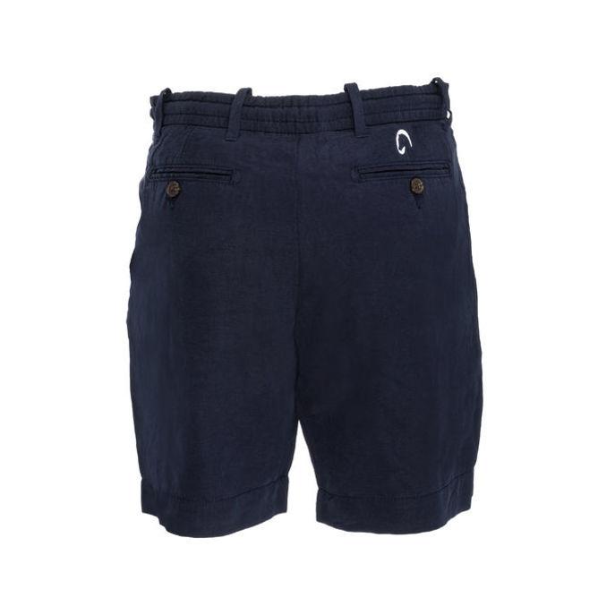 MASCHERONI SELLERIA Shorts In Lino Uomo Mascheroni Blu MASCHERONI-NS720 NAVY BLUE 