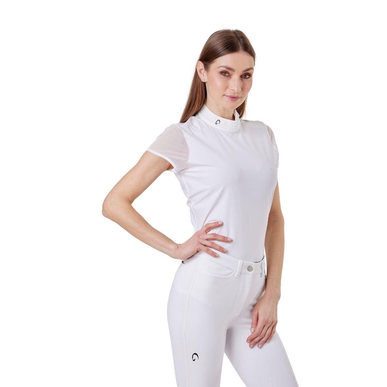 MASCHERONI SELLERIA Polo Da Concorso Donna Manica Corta Mascheroni MASDPMC01 WHITE 