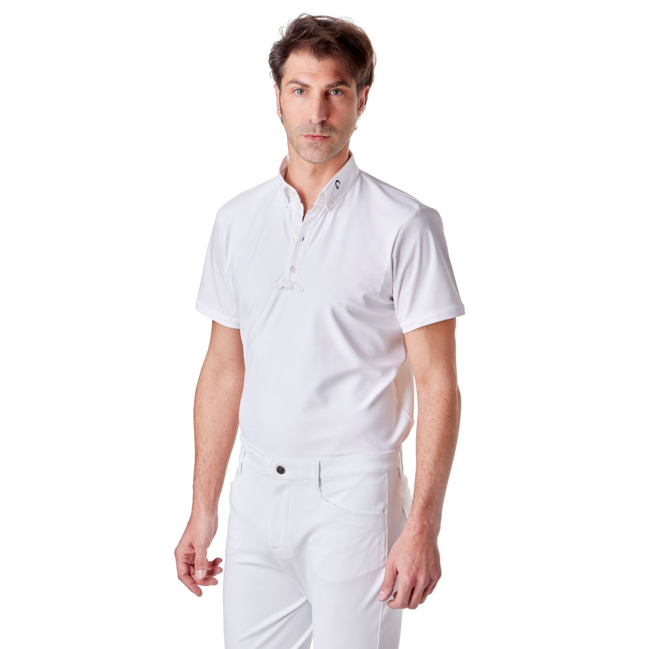 MASCHERONI SELLERIA Polo Da Concorso Da Uomo A Manica Corta Mascheroni MASUPMC02 WHITE 