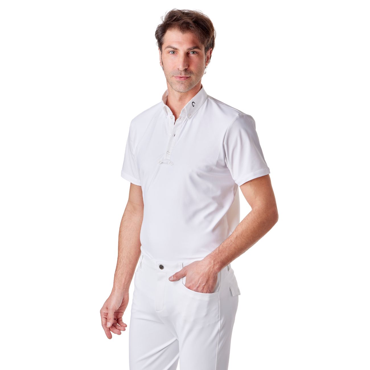 MASCHERONI SELLERIA Polo Da Concorso Da Uomo A Manica Corta Mascheroni MASUPMC02 WHITE 