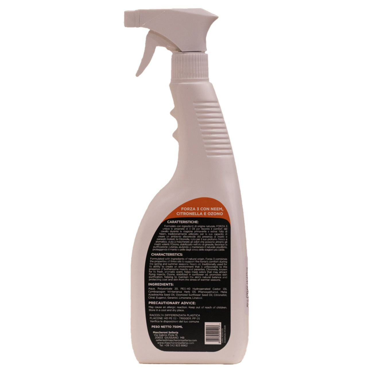 MASCHERONI SELLERIA FORZA 3 - NEEM, CITRONELLA, OZONO - 750ML MC0020 NEUTRO 