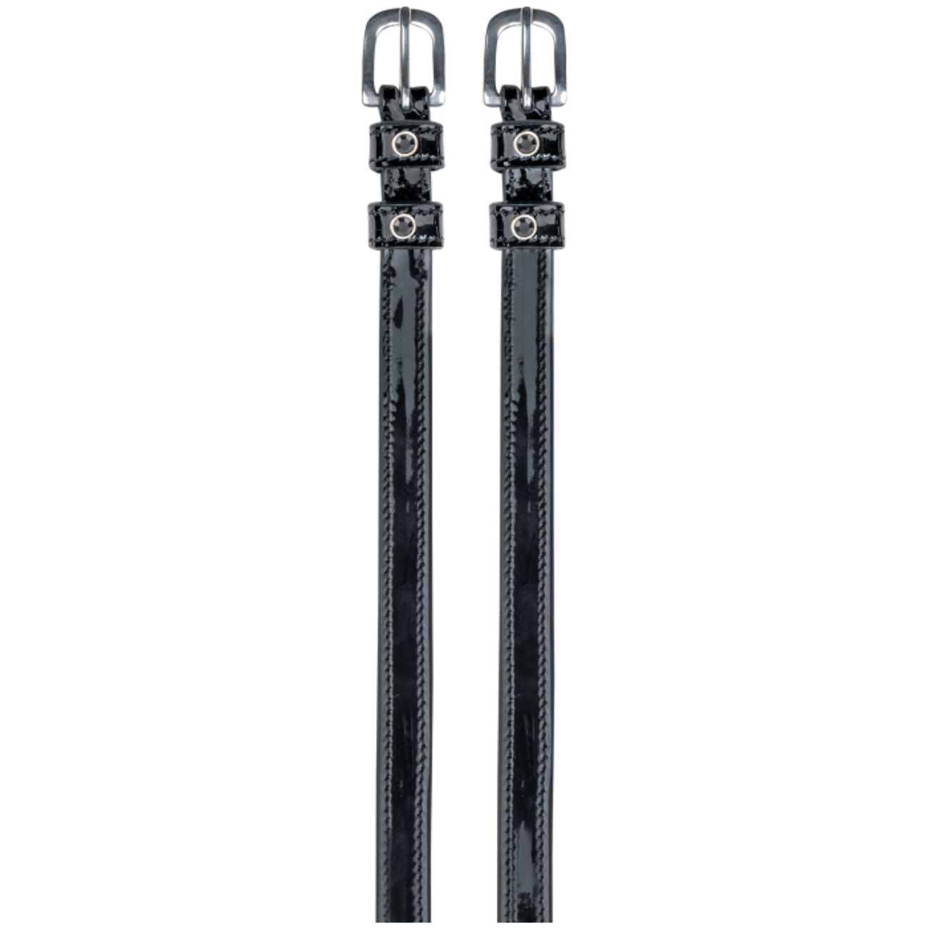 WALDHAUSEN Cinturini Per Speroni 47cm In Pelle Lucida Con Strass 13825 NERO 