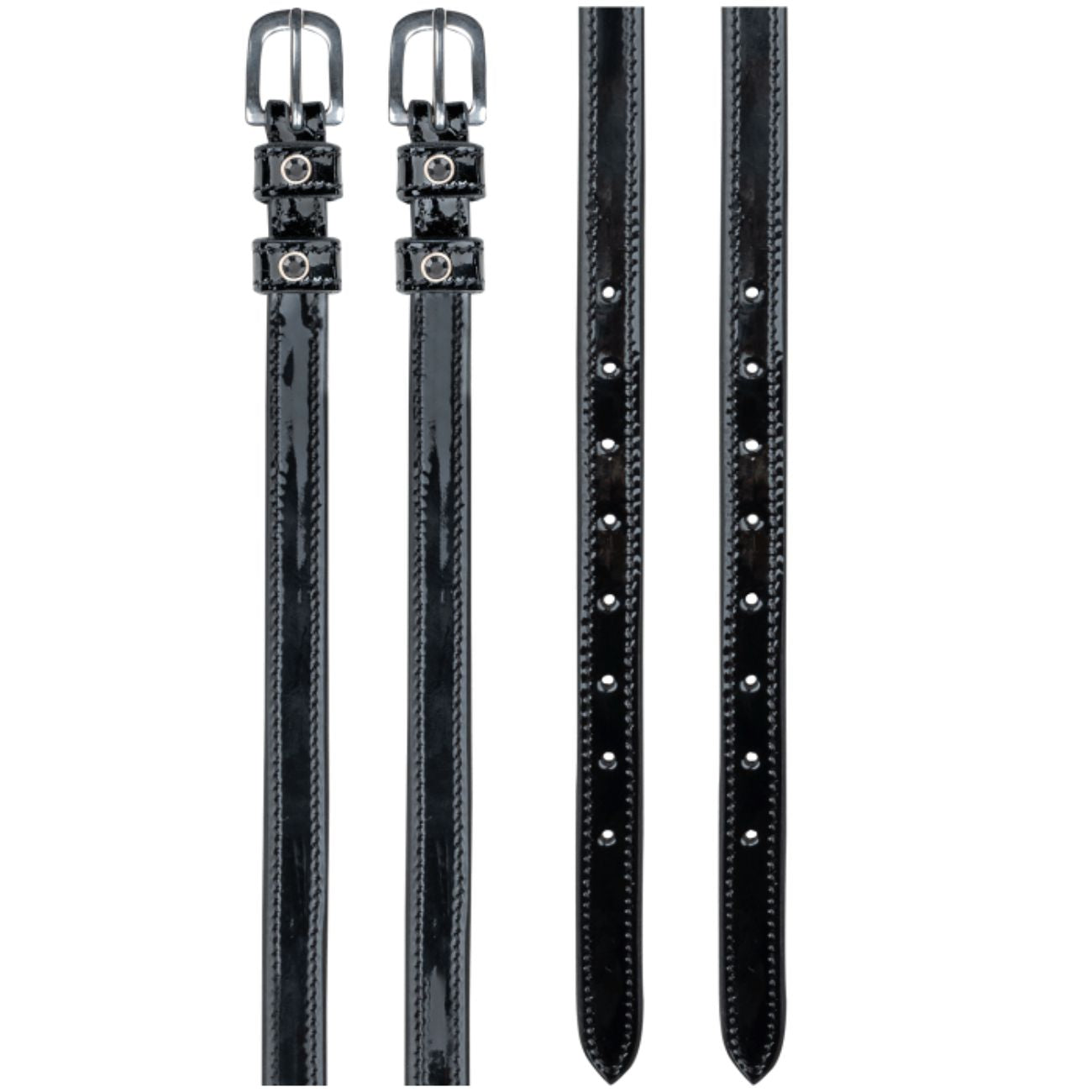 WALDHAUSEN Cinturini Per Speroni 47cm In Pelle Lucida Con Strass 13825 NERO 
