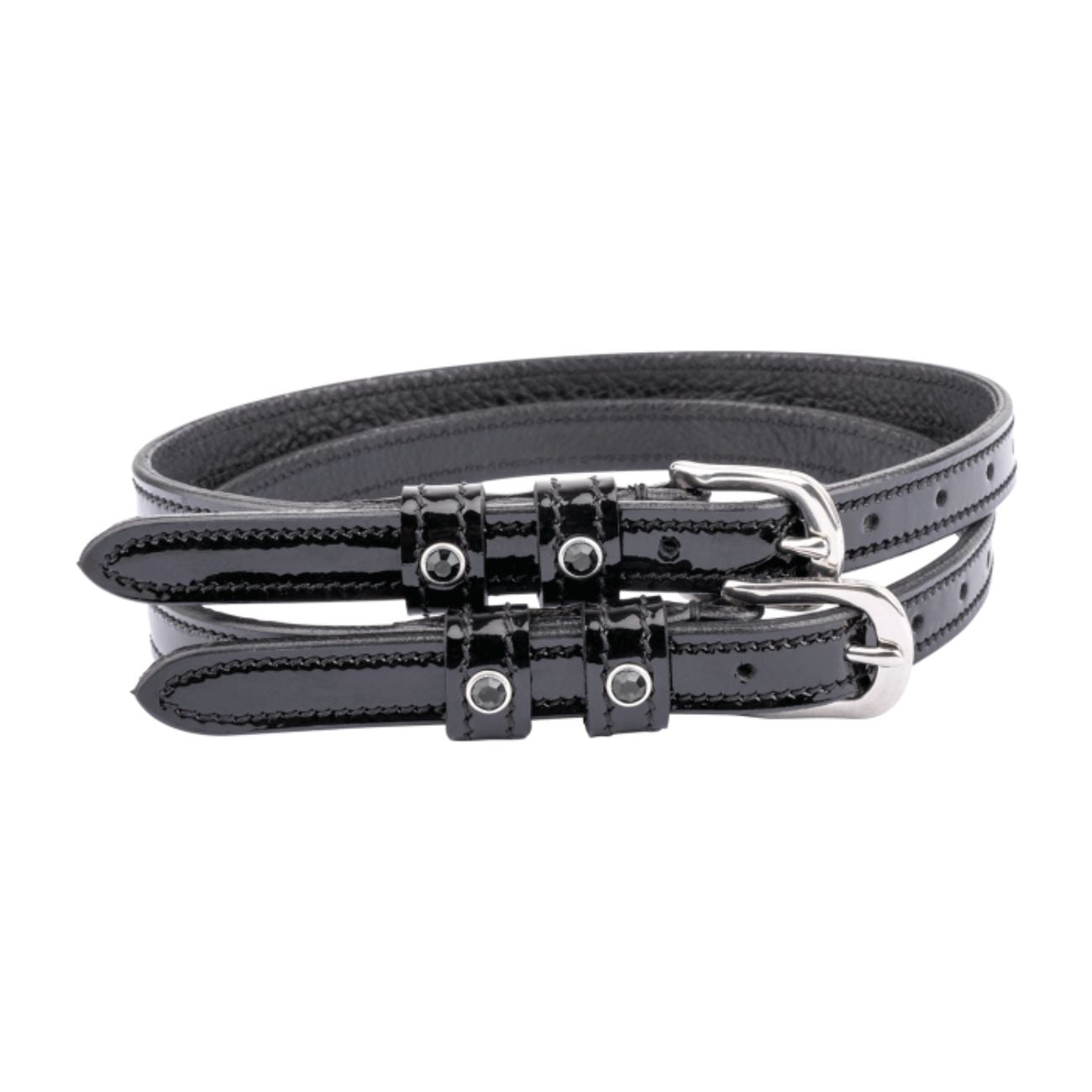 WALDHAUSEN Cinturini Per Speroni 47cm In Pelle Lucida Con Strass 13825 NERO 