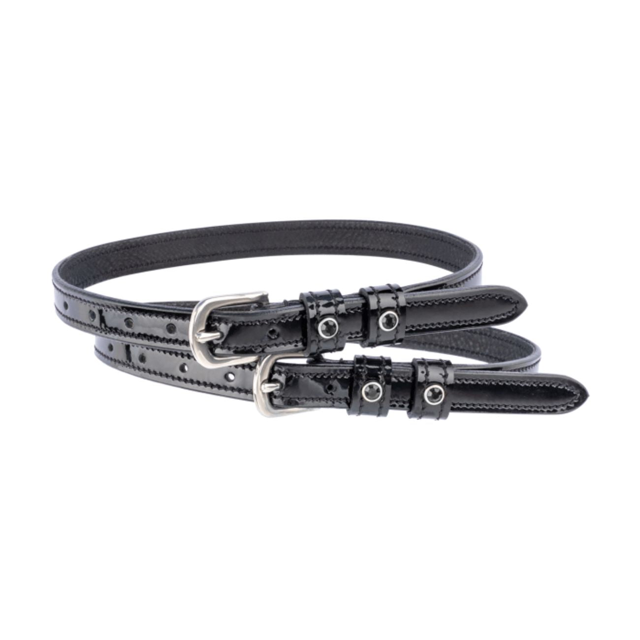 WALDHAUSEN Cinturini Per Speroni 47cm In Pelle Lucida Con Strass 13825 NERO 