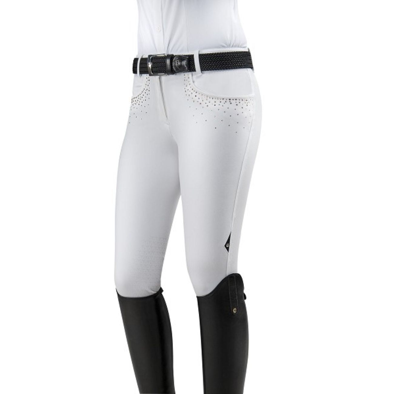 EQUILINE Pantalone Donna Half Grip Con Strass PM-EQ-N08871 001WHITE 
