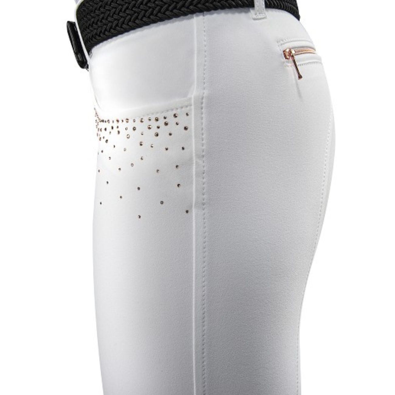 EQUILINE Pantalone Donna Half Grip Con Strass PM-EQ-N08871 001WHITE 