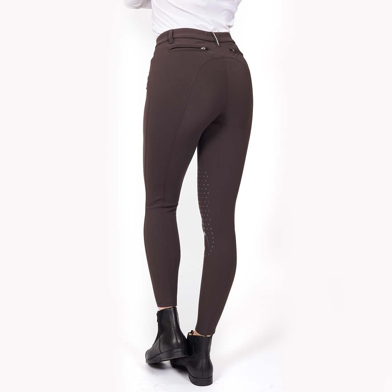 PANTALONE DA EQUITAZIONE DONNA CON GRIP E TASCHE ANTERIORI E POSTERIORI 09MA-01MILANO 499MARRONE MASCHERONI SELLERIA 