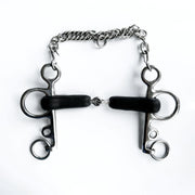 PELHAM SPEZZATO IN 2 IN GOMMA LEVA LUNGA 30MA-#46 INOX EQUINE HORSE