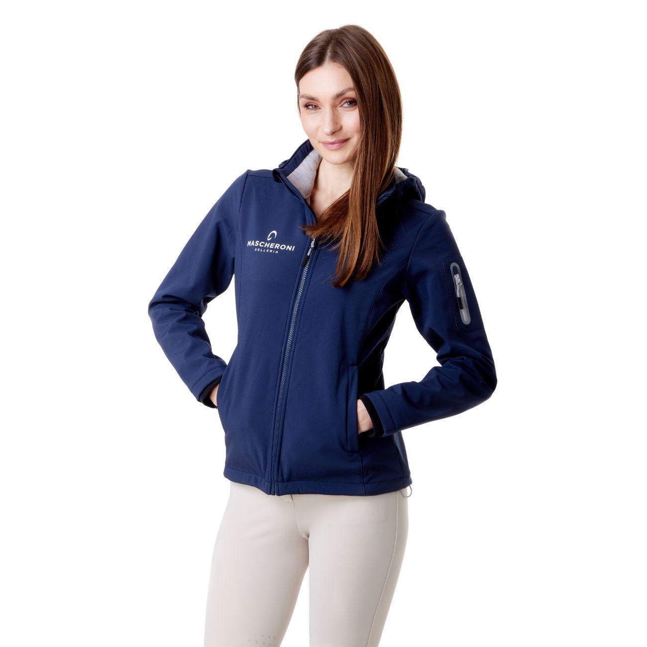 Softshell Da Donna Full Zip Con Logo Tondo Sul Retro Mascheroni Selleria 10MA-19A5006-SZLN950 BLACK BLUE MASCHERONI SELLERIA 
