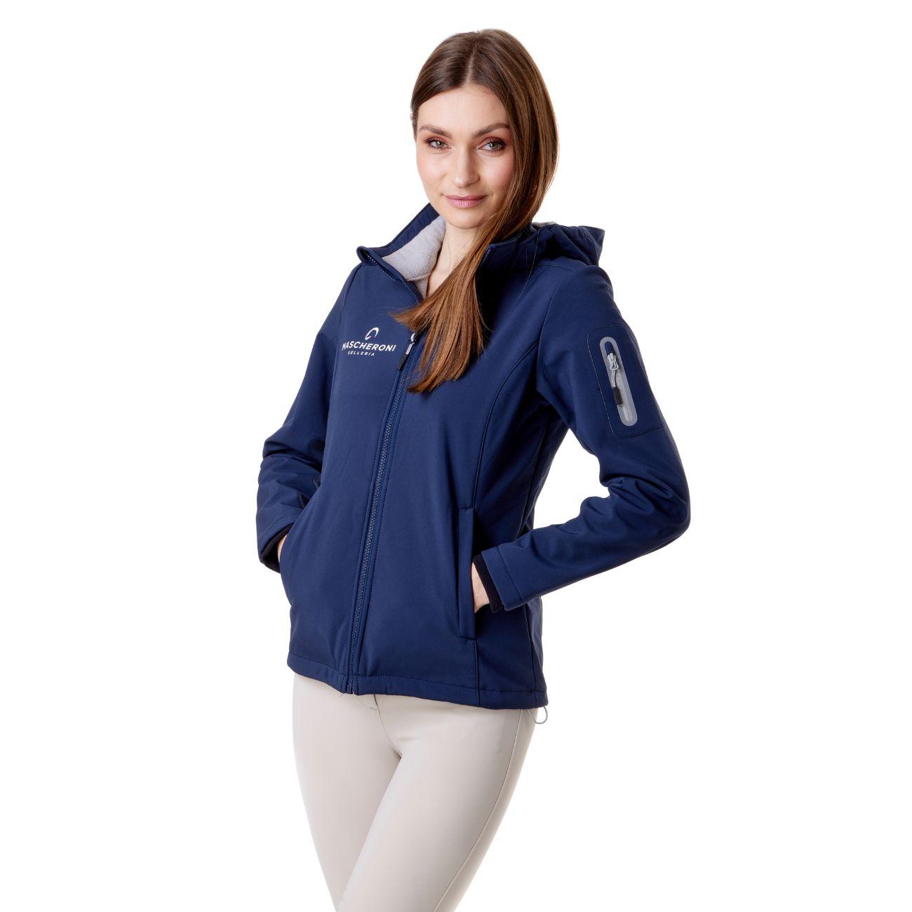 Softshell Da Donna Full Zip Con Logo Tondo Sul Retro Mascheroni Selleria 10MA-19A5006-SZLN950 BLACK BLUE MASCHERONI SELLERIA 
