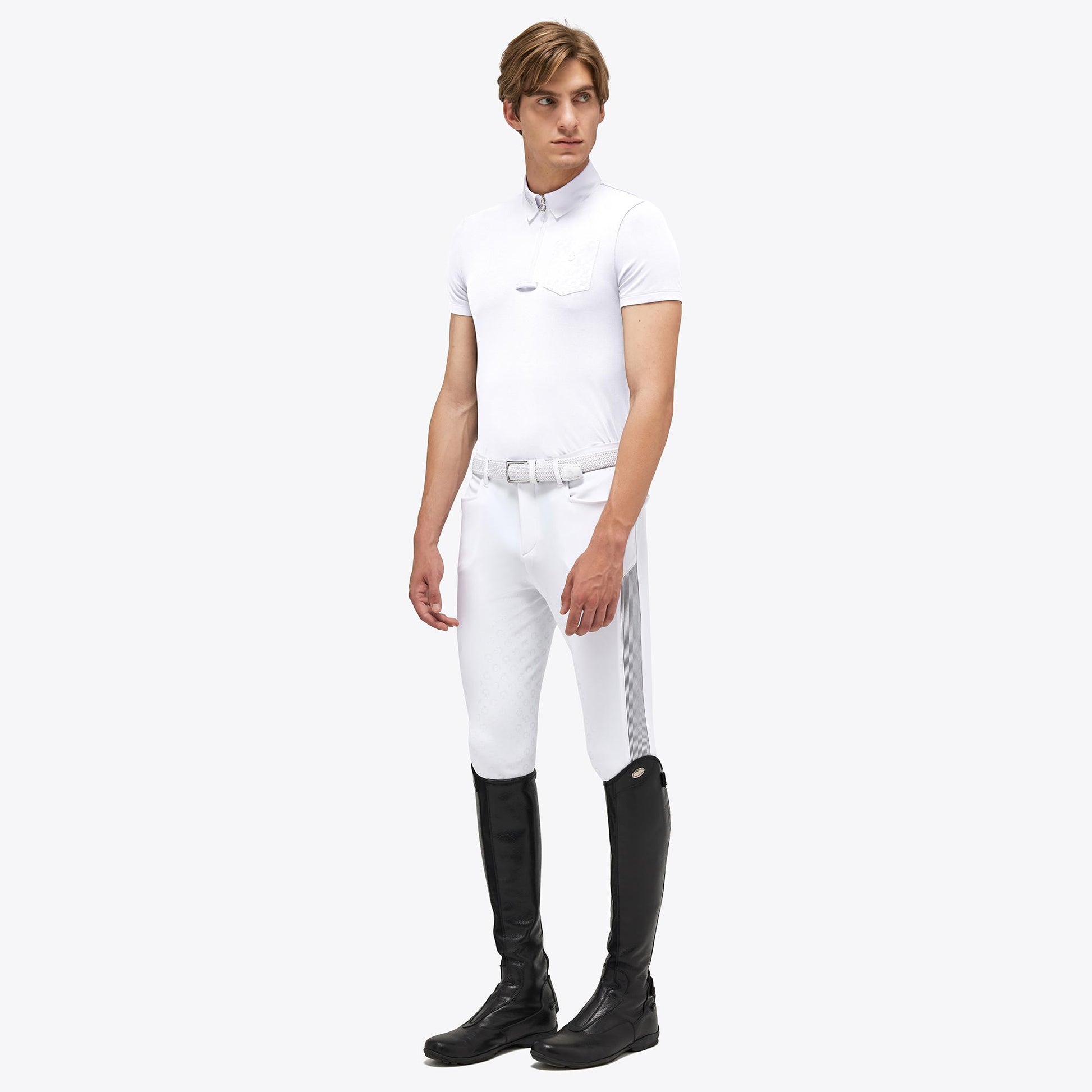 POLO DA ALLENAMENTO CON ZIP UOMO CAVALLERIA TOSCANA 30CT-POU336PA048 0001WHITE CAVALLERIA TOSCANA