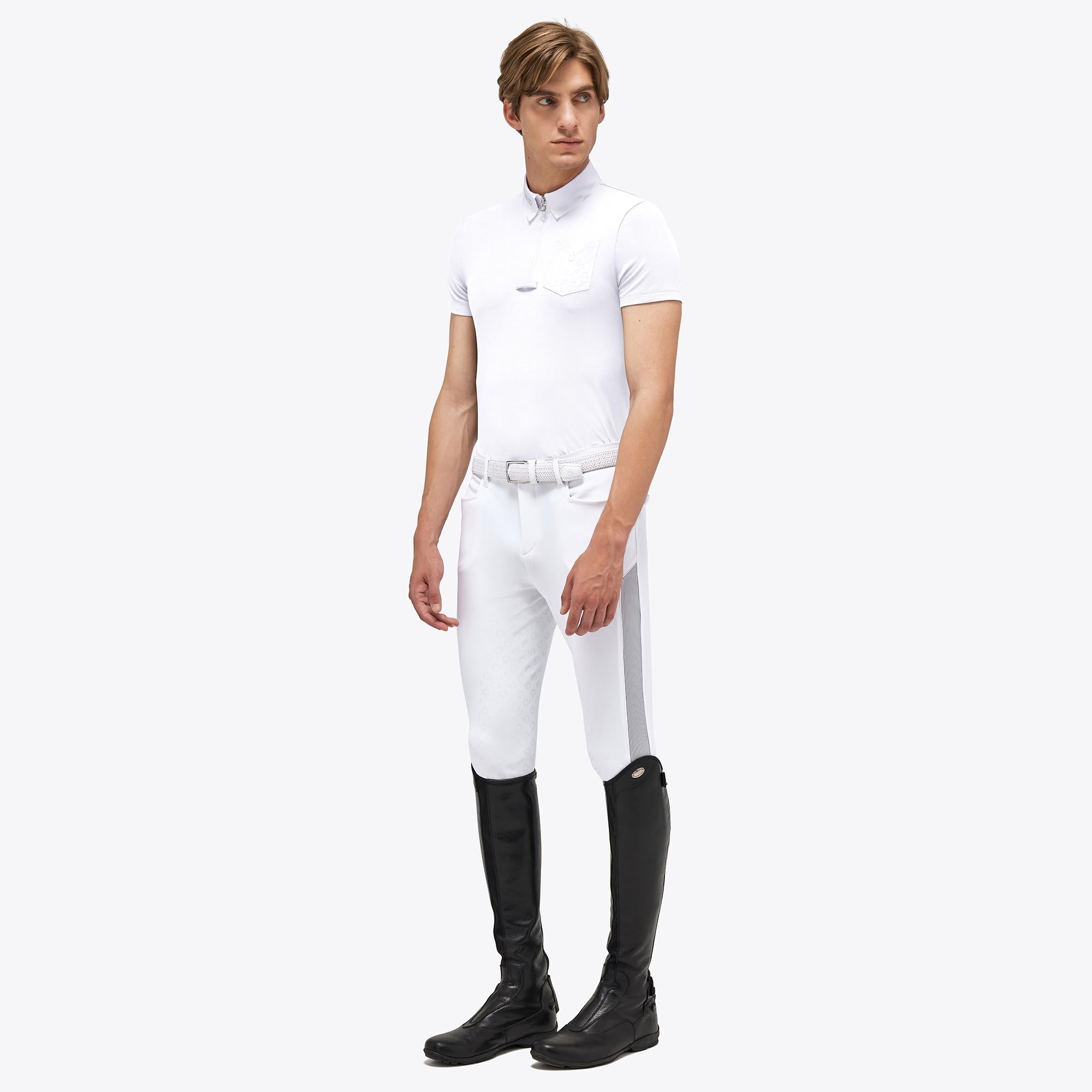 POLO DA ALLENAMENTO CON ZIP UOMO CAVALLERIA TOSCANA 30CT-POU336PA048 0001WHITE CAVALLERIA TOSCANA