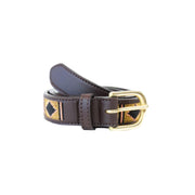CINTURA IN CUOIO CON INSERTI FIBBIERIA OTTONE 09KT42556 41GOLD KENTUCKY