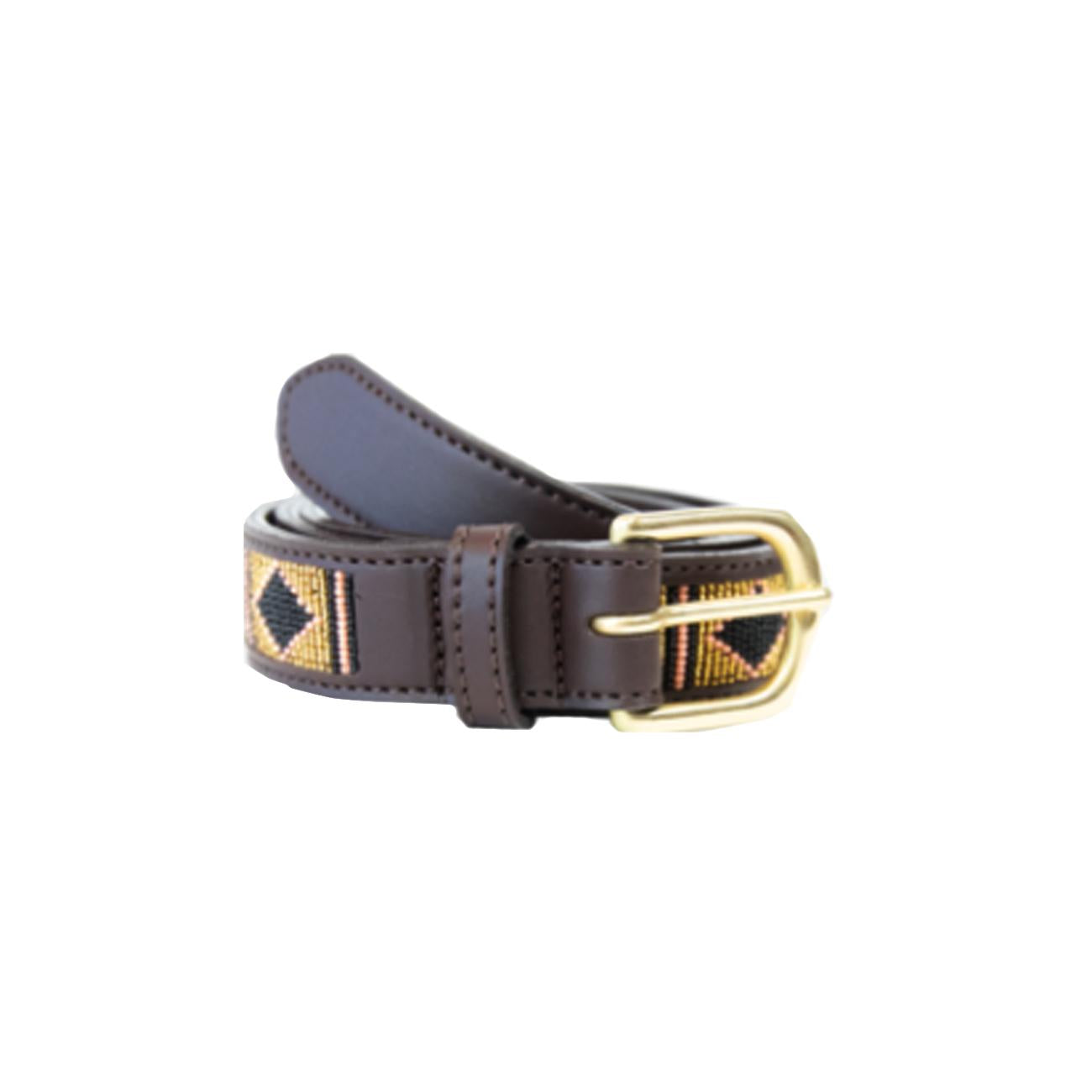 CINTURA IN CUOIO CON INSERTI FIBBIERIA OTTONE 09KT42556 41GOLD KENTUCKY