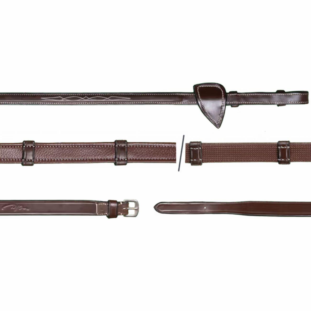 DY'ON 5/8 HUNTER REINS WITH 7 LEATHER LOOPS US COLLECTION Marrone REDINI US05G BROWN DY'ON 