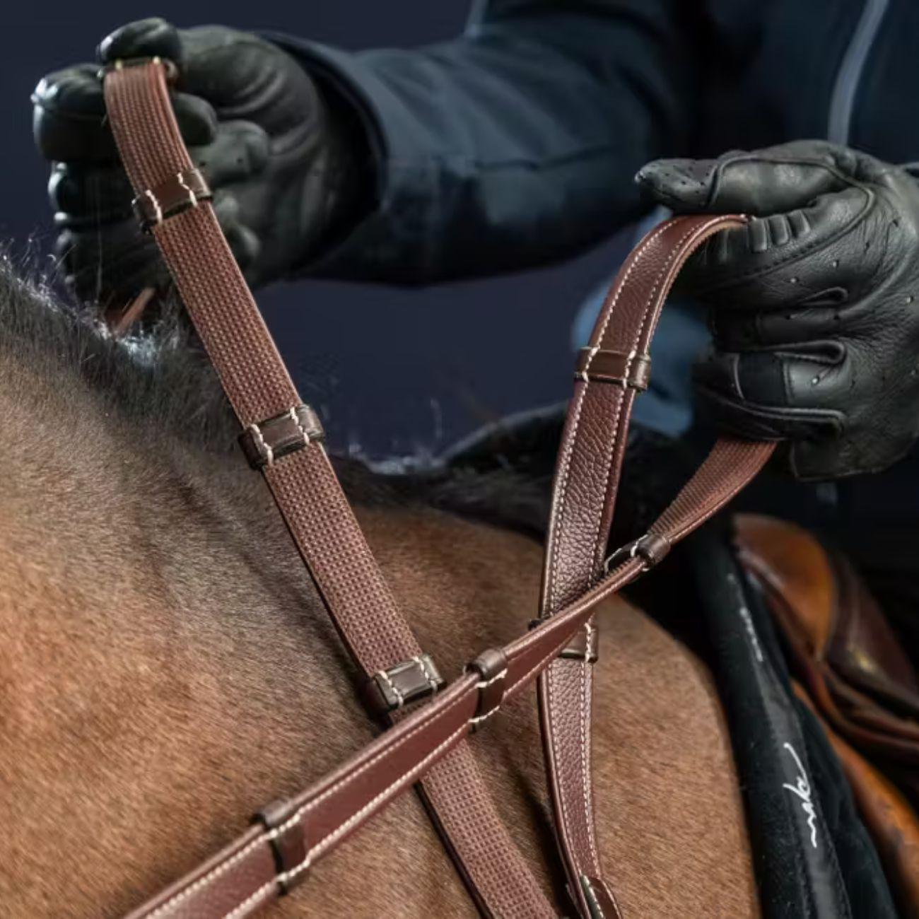 DY'ON 5/8 HUNTER REINS WITH 7 LEATHER LOOPS US COLLECTION Marrone REDINI US05G BROWN DY'ON 