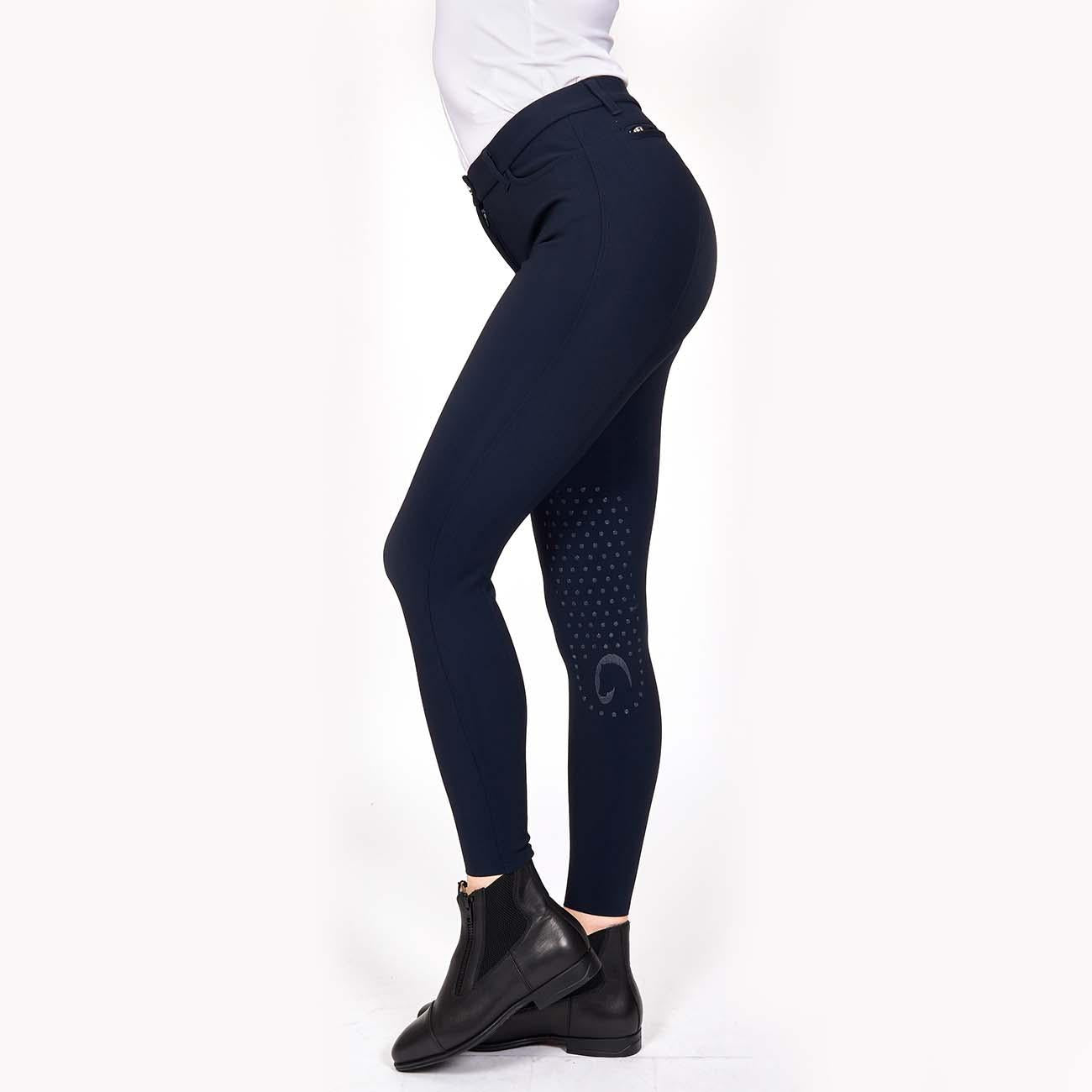 PANTALONE DA EQUITAZIONE DONNA CON GRIP E TASCHE ANTERIORI E POSTERIORI 09MA-01MILANO 342BLU MASCHERONI SELLERIA 