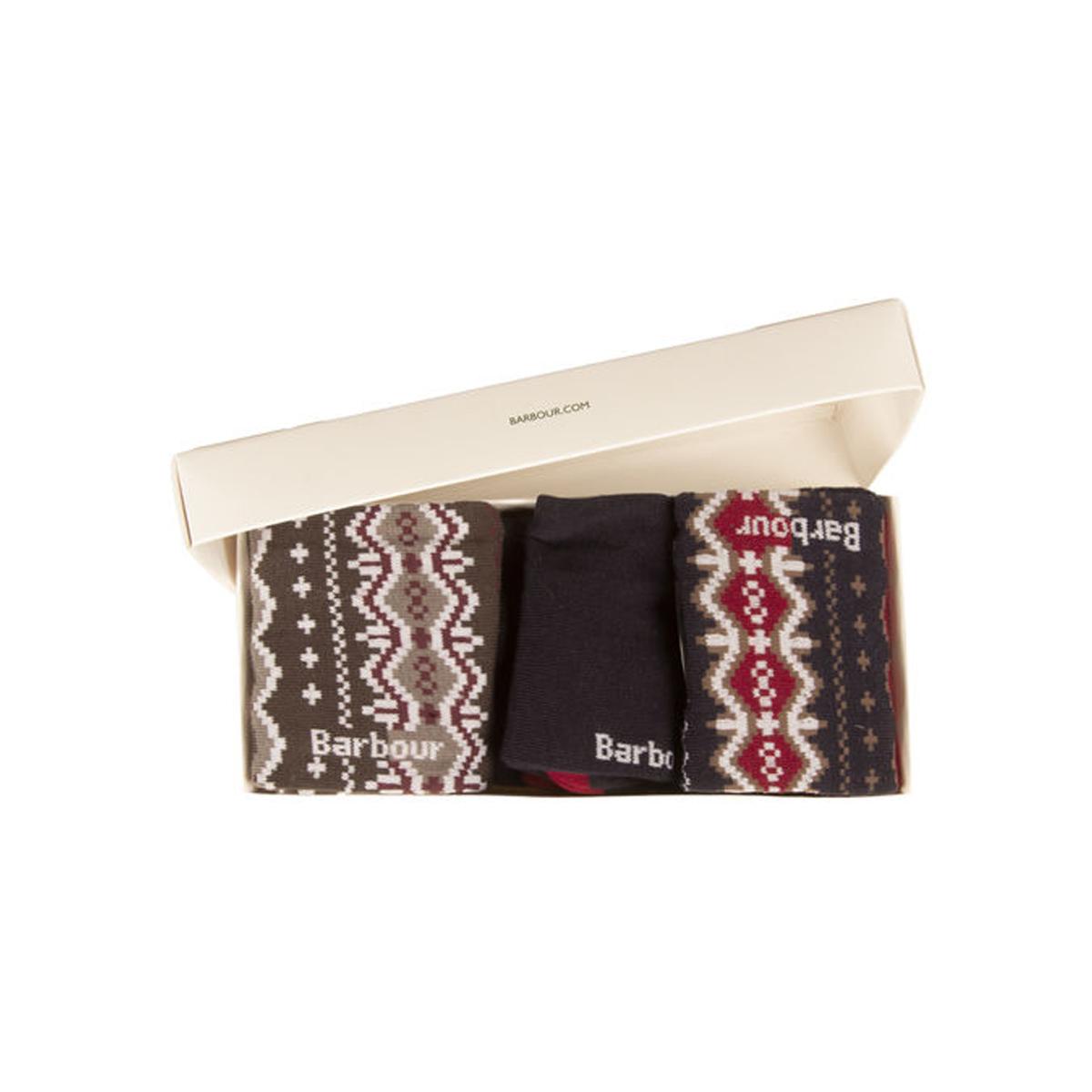 GIFT SET UOMO FAIRISLE BOX CALZE 31BA-MGS0080MGS RE75 CRANBERRY/BLACK SLATE MIX BARBOUR