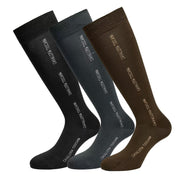 CALZINI CON LOGO RIPETUTO IN CONFEZIONE DA 3 31CT-CZN052AB052 9843BLACK GREY CACAO CAVALLERIA TOSCANA