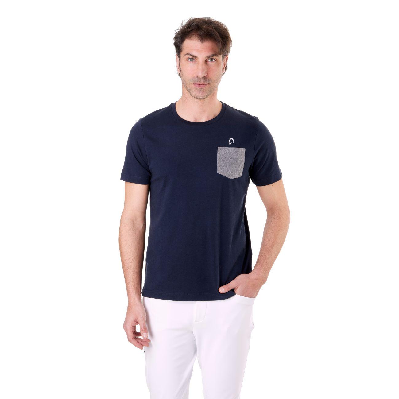 T-Shirt Da Uomo A Manica Corta Con Tasca Mascheroni MASCHERONI/HS375K BLUE NAVY MASCHERONI SELLERIA 