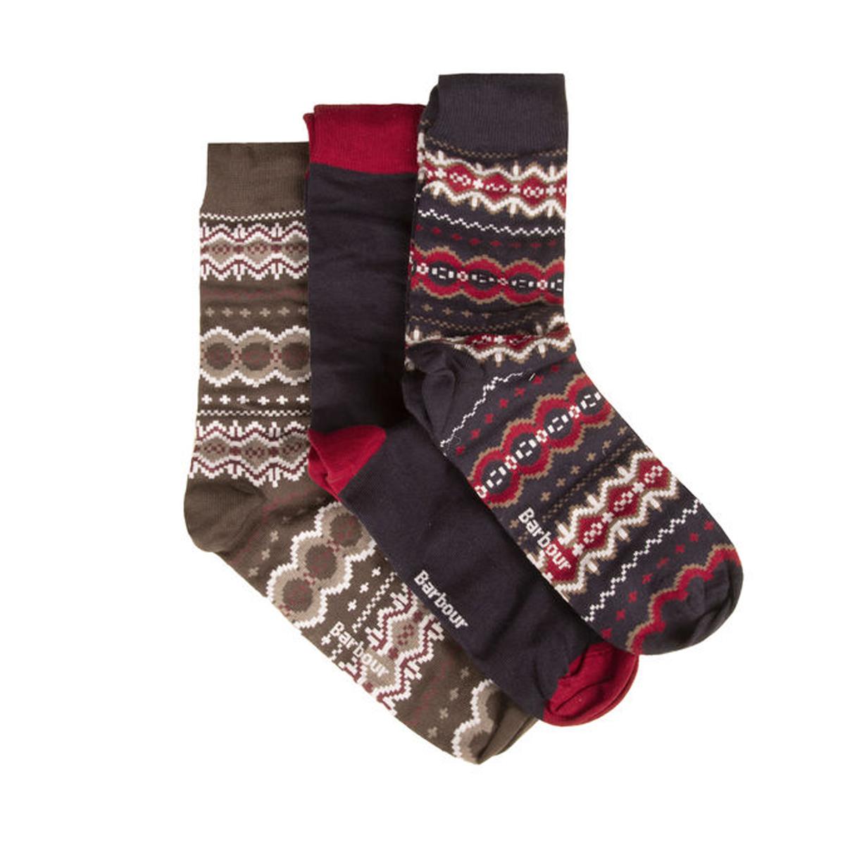 GIFT SET UOMO FAIRISLE BOX CALZE 31BA-MGS0080MGS RE75 CRANBERRY/BLACK SLATE MIX BARBOUR 