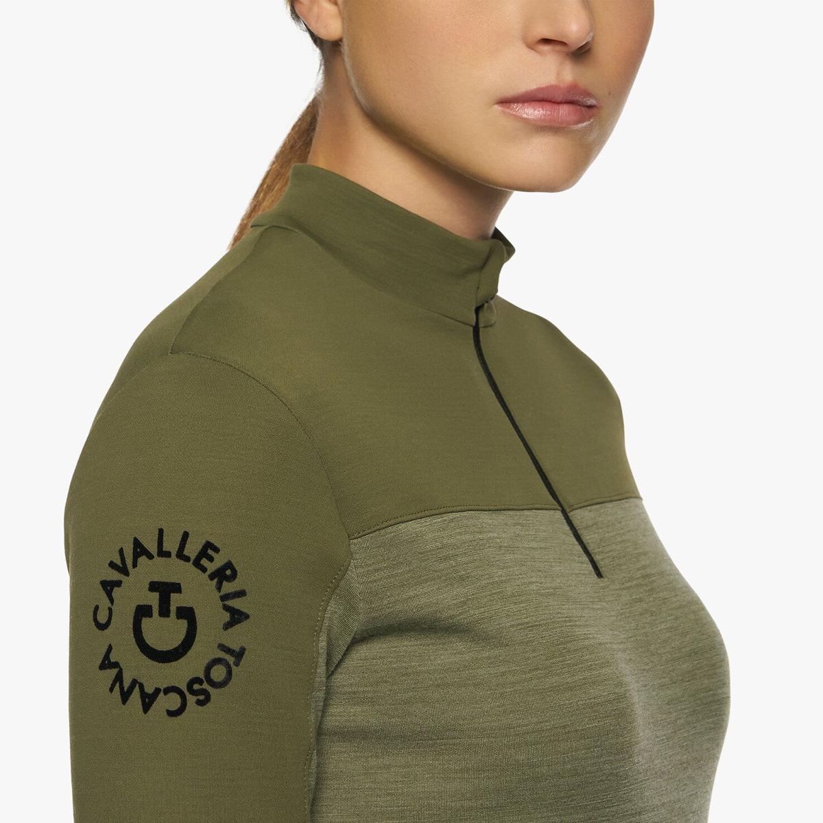 DOLCEVITA DONNA LANA MEZZA ZIP FINTA MANICA LUNCA CAVALLERIA TOSCANA 29CT-POD305LA028 5E00FOLIAGE GREEN CAVALLERIA TOSCANA 