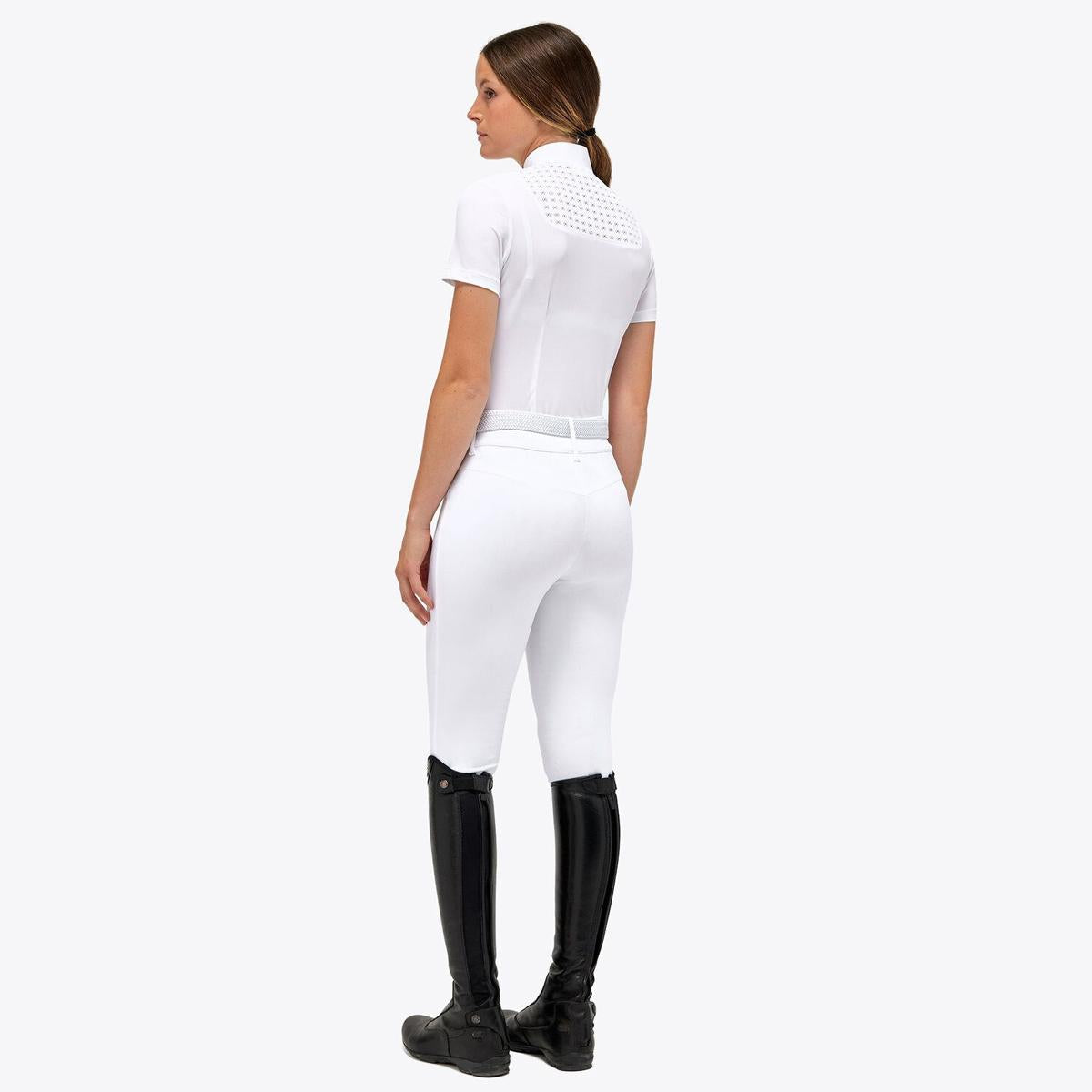 POLO DONNA MANICA CORTA CAVALLERIA TOSCANA 30CT-POD335PA073 0101WHITE/KNIT CAVALLERIA TOSCANA 