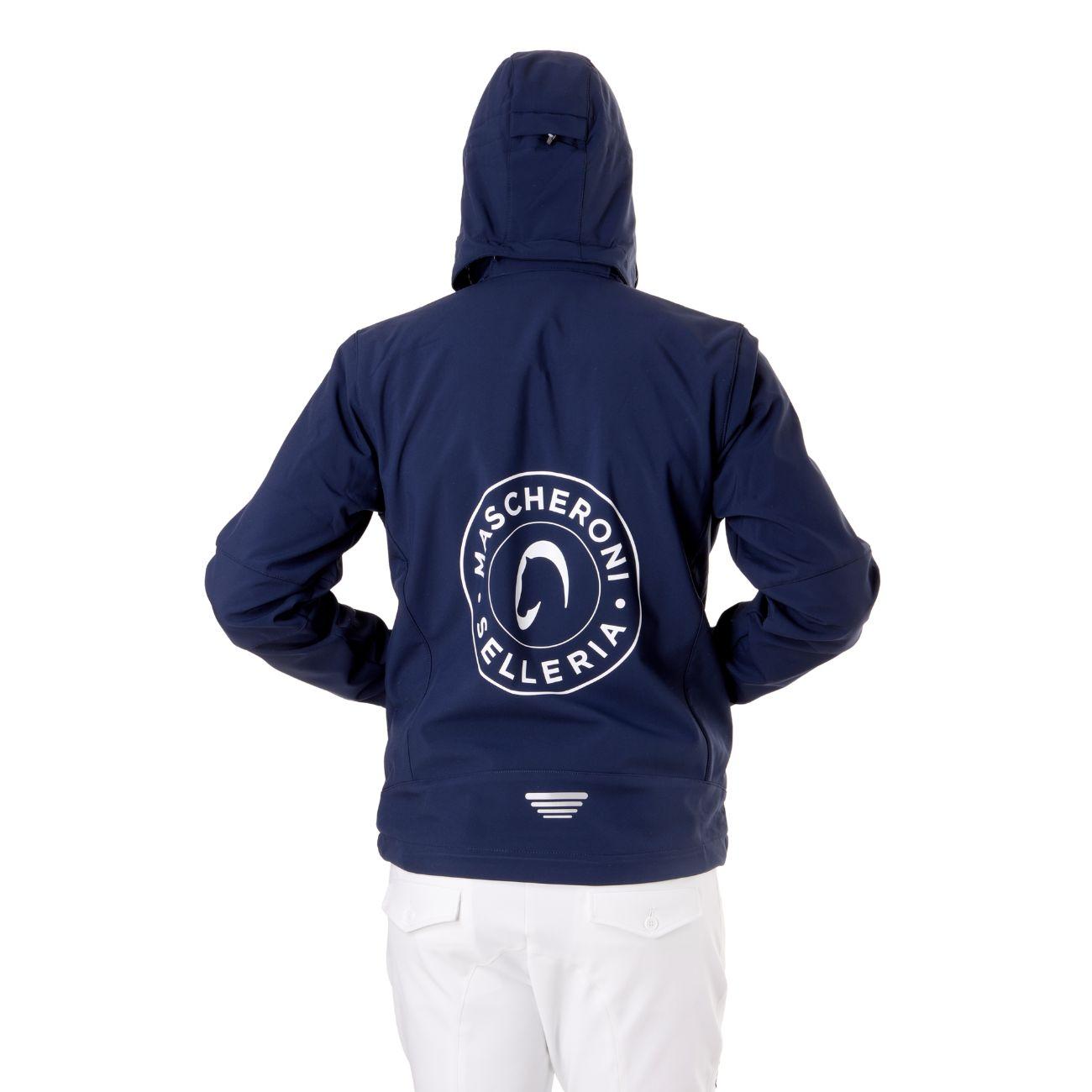 Softshell Da Uomo Full Zip Con Logo Tondo Sul Retro Mascheroni Selleria 10MA-1A01787N-SZLN950 BLACK BLUE MASCHERONI SELLERIA 