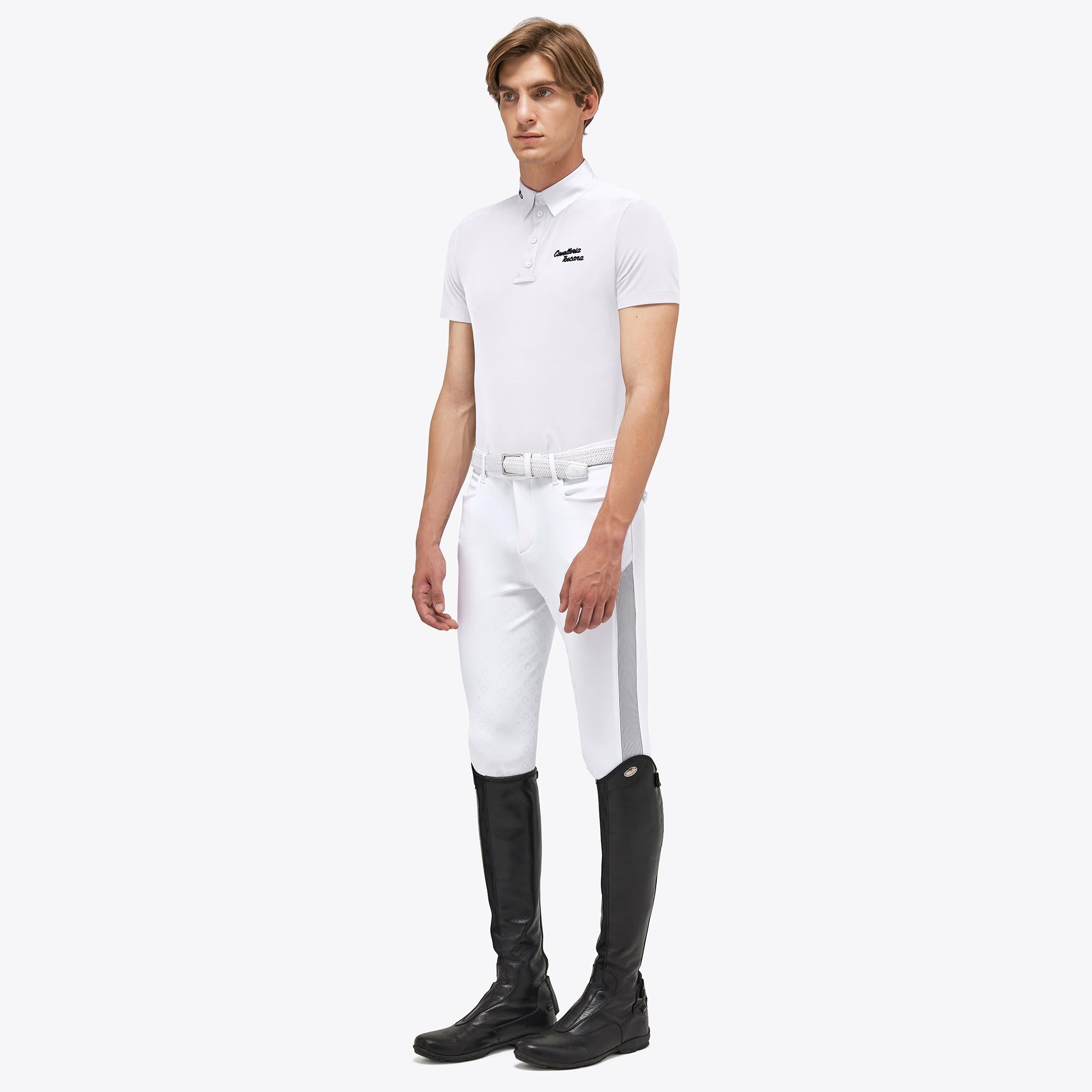POLO DA COMPETIZIONE IN JERSEY UOMO CAVALLERIA TOSCANA 30CT-POU337JE022 0001WHITE CAVALLERIA TOSCANA