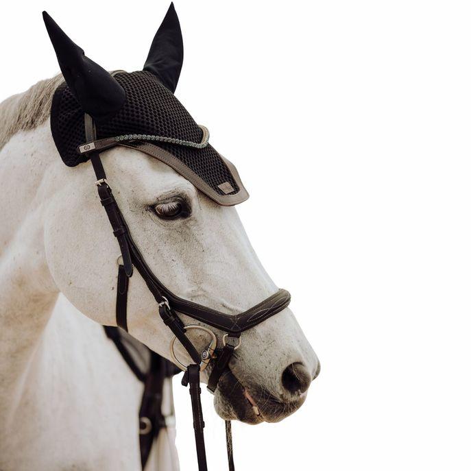 Cuffietta Antimosche Enibo Official Nero/Pelle Marrone 32EN-EARBONNET BLACKBROWNLEATHER ENIBO OFFICIAL 