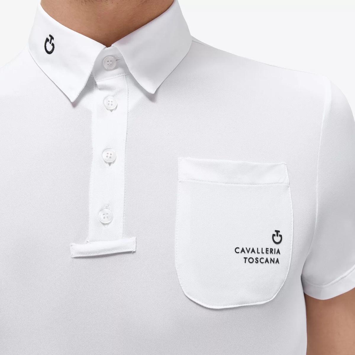 CAMICIA DA CONCORSO UOMO MANICA CORTA CON BOTTONI TASCHINO 31CT-POU365PA077 0001WHITE CAVALLERIA TOSCANA 
