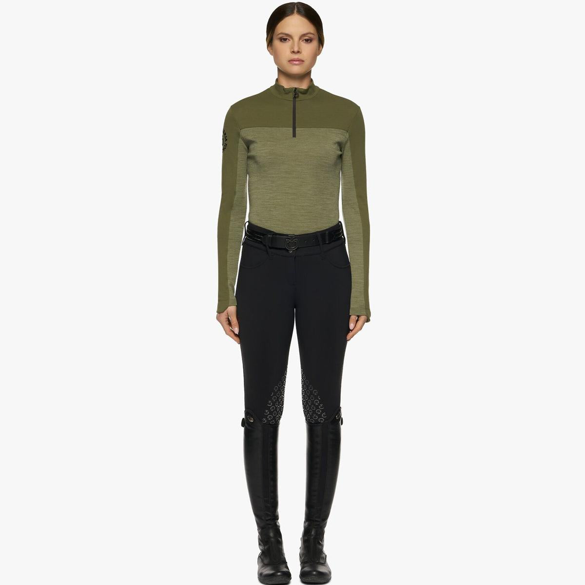DOLCEVITA DONNA LANA MEZZA ZIP FINTA MANICA LUNCA CAVALLERIA TOSCANA 29CT-POD305LA028 5E00FOLIAGE GREEN CAVALLERIA TOSCANA