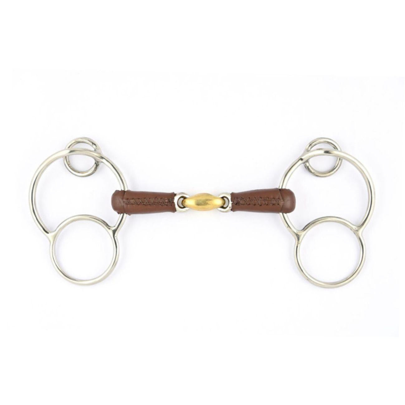 JUMP'IN FILETTO TEDESCO A 3 ANELLI SPEZZATO IN 3 OTTONE RIVESTITO IN CUOIO JUMP'IN OTTONE imboccature speciali 5C 09JU5C OTTONE JUMP'IN 