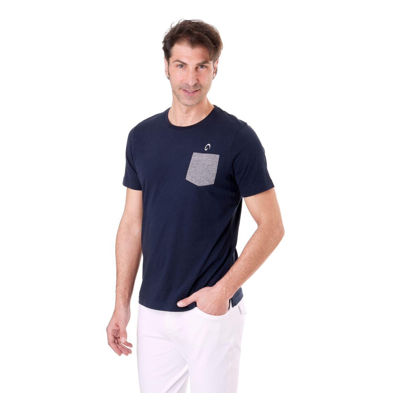 T-Shirt Da Uomo A Manica Corta Con Tasca Mascheroni MASCHERONI/HS375K BLUE NAVY MASCHERONI SELLERIA 