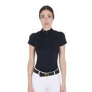 EQUESTRO Polo Da Donna Technical Training Polo SS Zip ETW00036 BLACK EQUESTRO