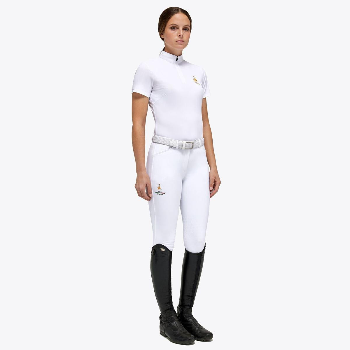 POLO DONNA CON ZIP CTxFISE 29CT-PODF08JE182 0001WHITE CAVALLERIA TOSCANA 