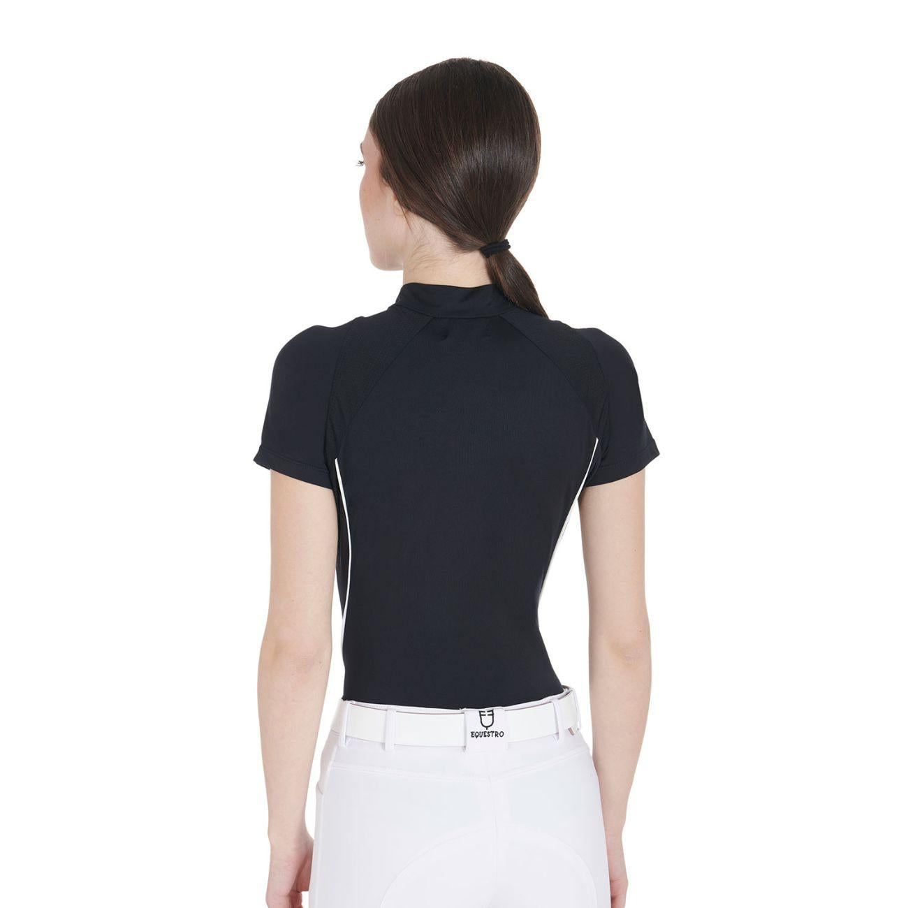 EQUESTRO Polo Da Donna Technical Training Polo SS Zip ETW00036 BLACK EQUESTRO 