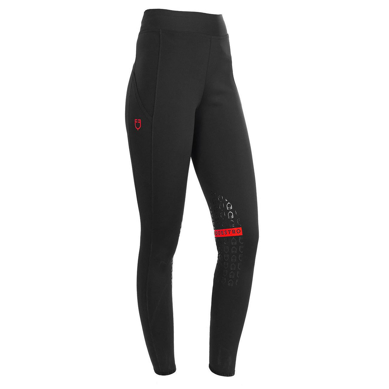 LEGGINS DONNA MOD.KAO IN TESSUTO TECNICO BIELASTICO 26AMA-ETW00003 BLACK RED EQUESTRO