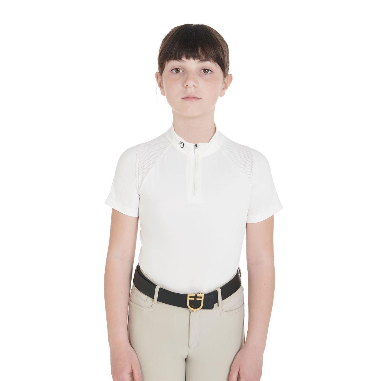 EQUESTRO Polo Junior Technical Training SS Zip ETKU00036 WHITE EQUESTRO