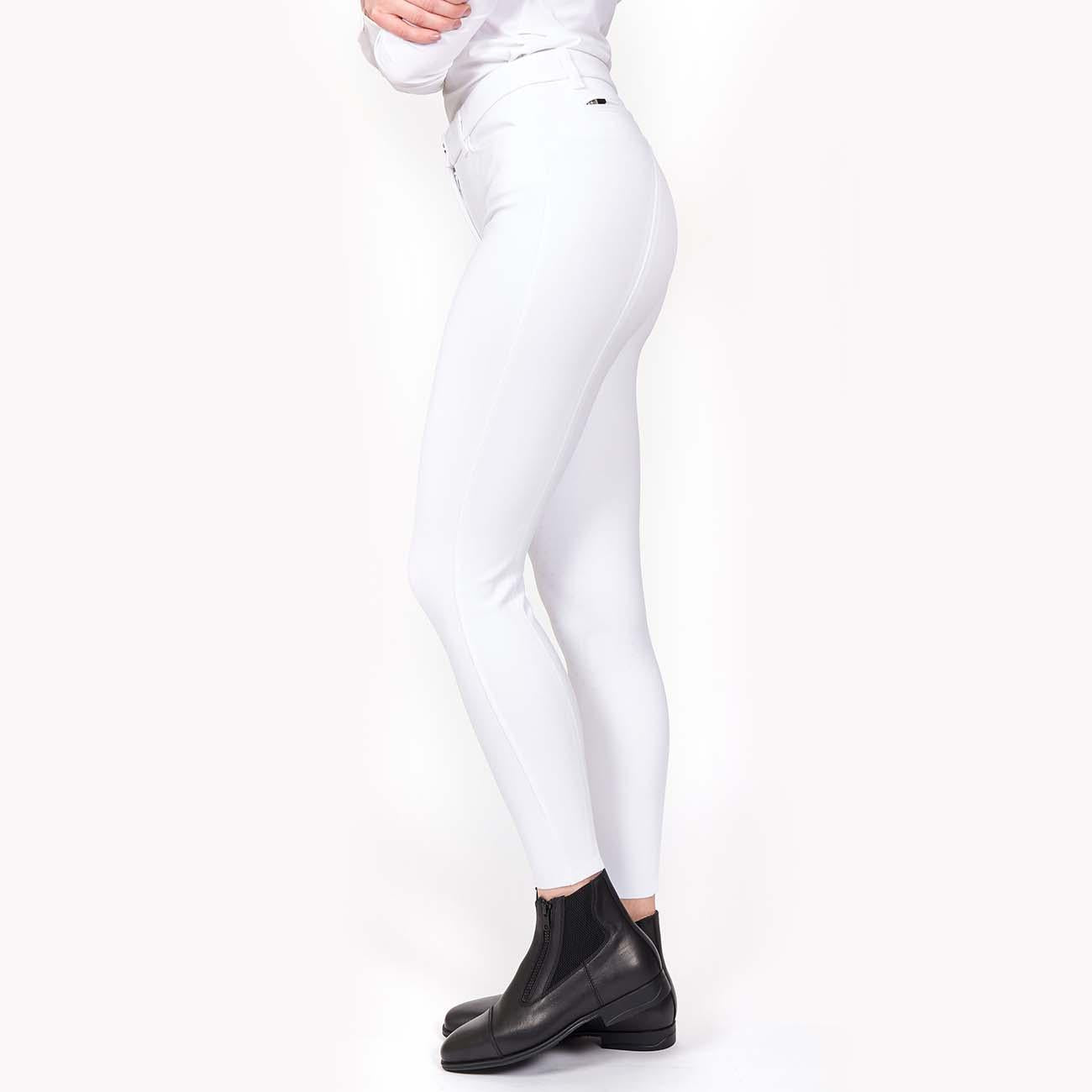 PANTALONE DA EQUITAZIONE DONNA CON GRIP E TASCHE ANTERIORI E POSTERIORI 09MA-01MILANO 001BIANCO MASCHERONI SELLERIA 