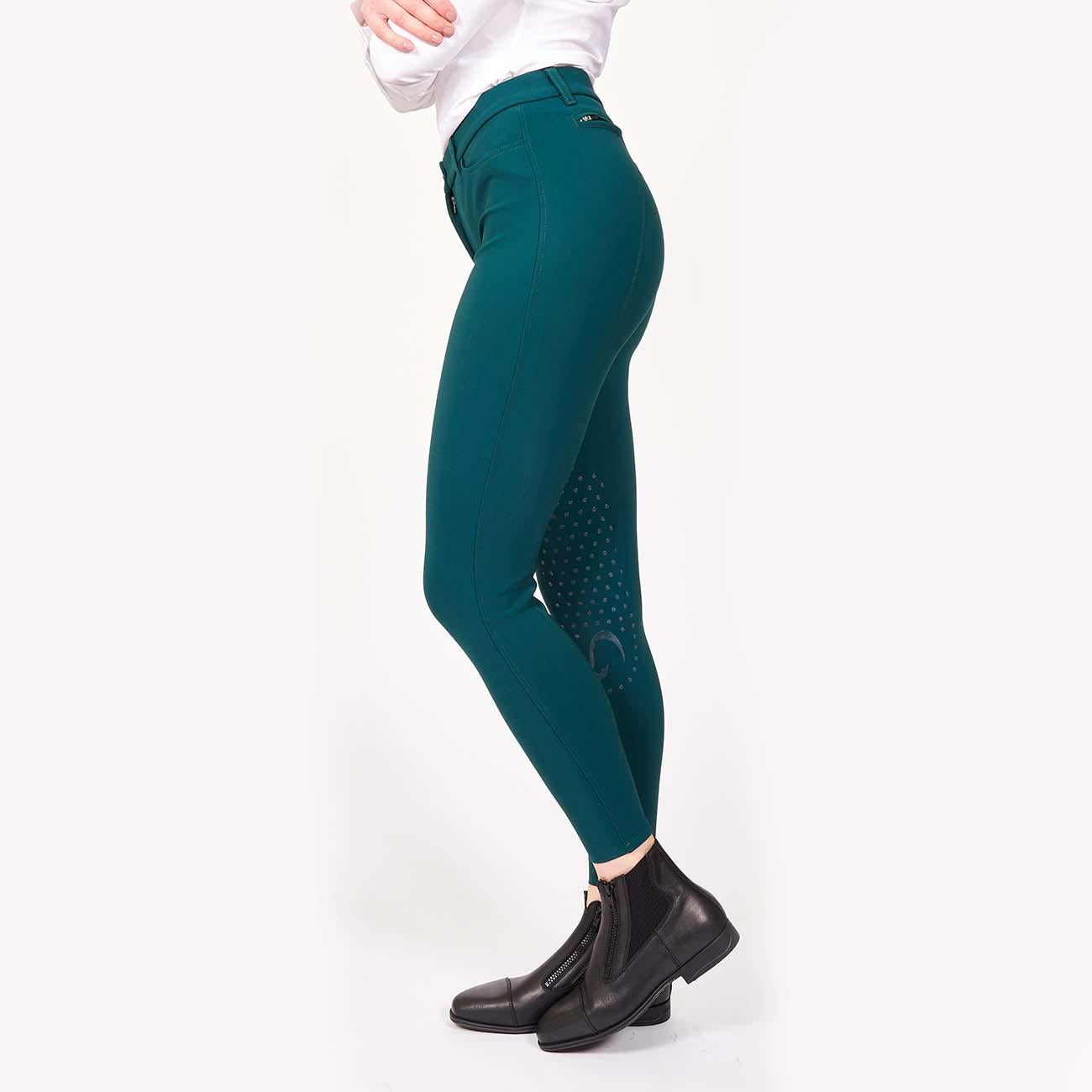 PANTALONE DA EQUITAZIONE DONNA CON GRIP E TASCHE ANTERIORI E POSTERIORI 09MA-01MILANO 313VERDE MASCHERONI SELLERIA 