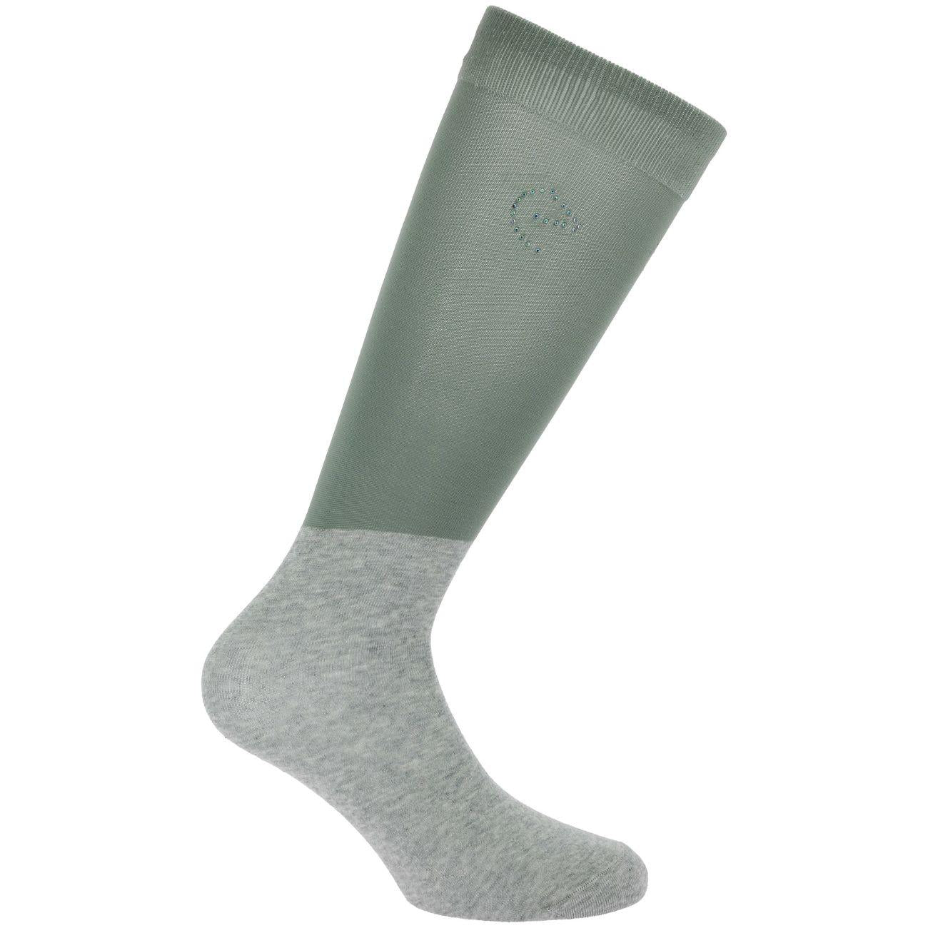 Calze Bicolor Con Logo Equitheme Verde/Grigio 9864 471GREEN/GREY EQUITHEME 