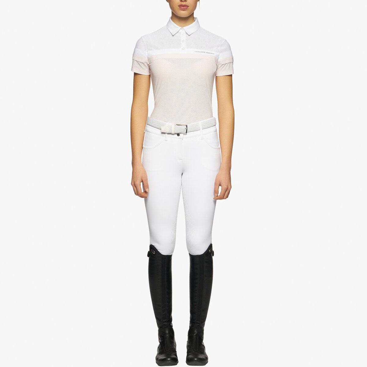 POLO DONNA MEZZA MANICA TESSUTO JERSEY 09TC-POD294JF022 BIANCO ROSA CAVALLERIA TOSCANA