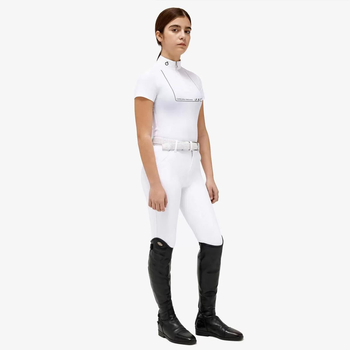 POLO BAMBINA IN JERSEY CON ZIP CAVALLERIA TOSCANA 30CT-POA090JE152 0001 WHITE CAVALLERIA TOSCANA