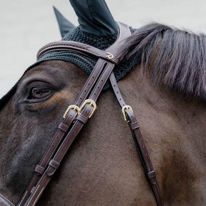 DY'ON PLAITED FLASH NOSEBAND BRIDLE D COLLECTION Marrone TESTIERE DYAOAK BROWN DY'ON 