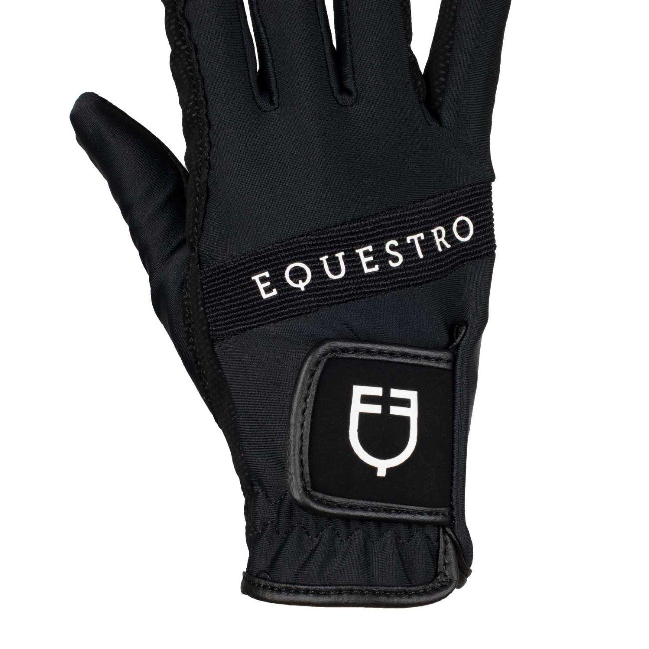 Guanti In Tessuto Tecnico Con Logo Equestro ETU03017 BLACK/WHITE ROECKL 