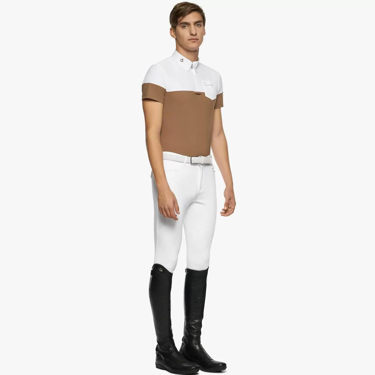 POLO DA CONCORSO UOMO CON ZIP CAVALLERIA TOSCANA 29CT-POU311JE022 0143WHITE/CACAO CAVALLERIA TOSCANA