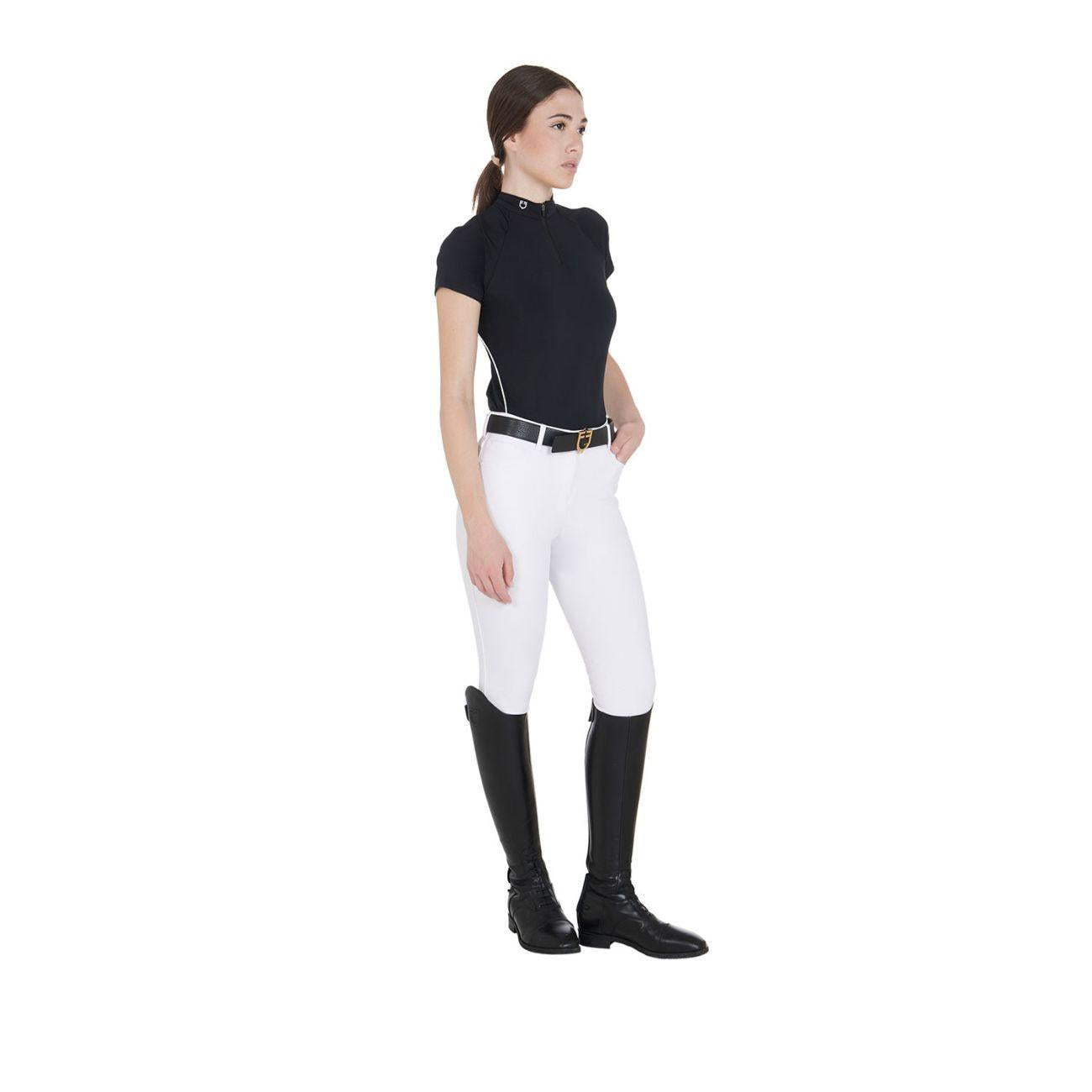 EQUESTRO Polo Da Donna Technical Training Polo SS Zip ETW00036 BLACK EQUESTRO 