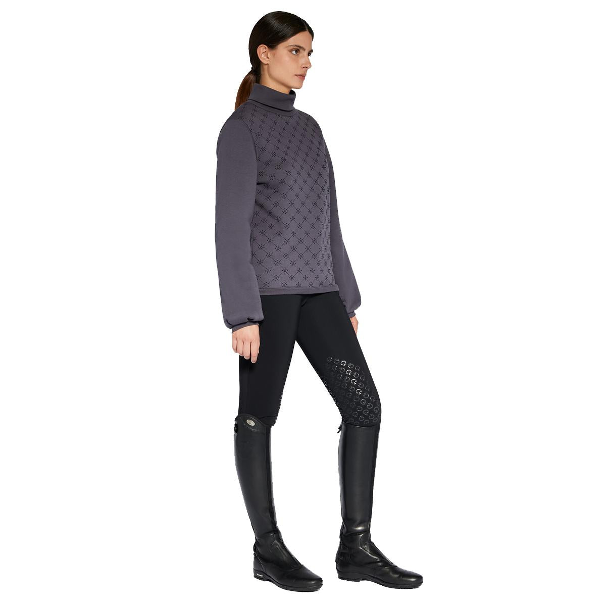 FELPA DONNA A DOLCEVITA CON MANICHE LAVORATE 31CT-FED120CO129 8E00IRON GREY CAVALLERIA TOSCANA